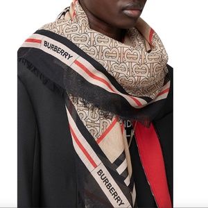 Burberry Monogram Stripe Wool & Silk Scarf